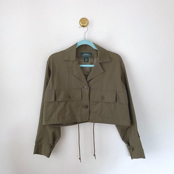 Ralph Lauren Army Green Cropped Utility Jacket - Picture 10 of 11